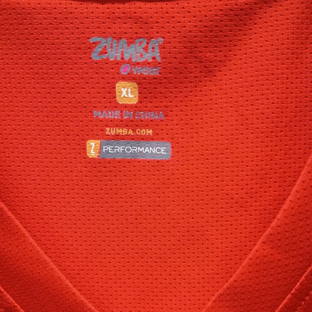 Zumba Fitness Red and Orange Rash Guard with Quick-Dry Fabric